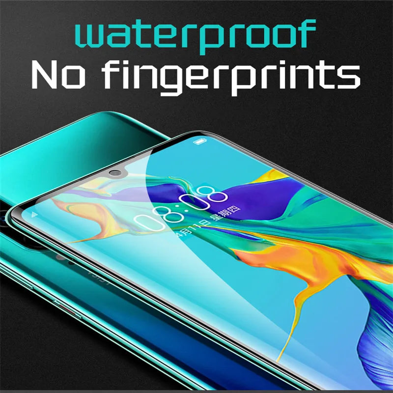 The MAOSENGUOJI Privacy Screen Protector for VIVO IQOO 12 Pro features an anti-blue-ray technology and privacy attributes. The sleek, waterproof design is fingerprint-resistant and showcased at an angle against a black background.