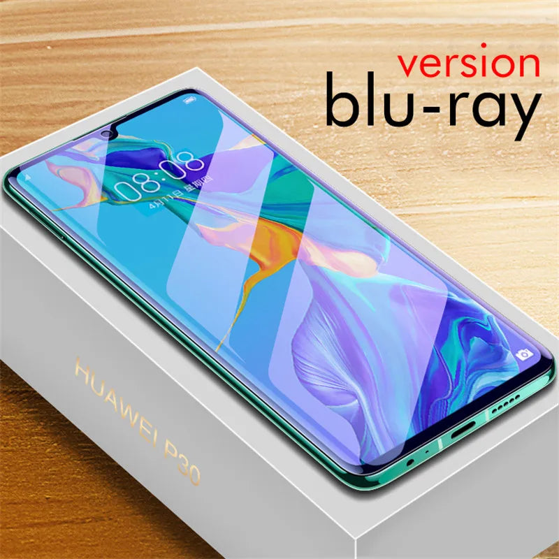A MAOSENGUOJI Privacy Screen Protector for VIVO IQOO 12 Pro lays on its white box. The phones screen displays vibrant abstract art and reads 08:08 with Anti Blue-ray tech. Blu-ray is at the top, and the device rests on a wooden surface.