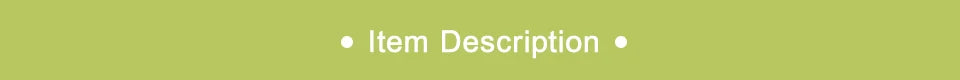 Green banner with white text: Item Description, featuring an APWIKOGER 10,000mAh Solar Hand Crank Emergency Radio. White dots flank the text.
