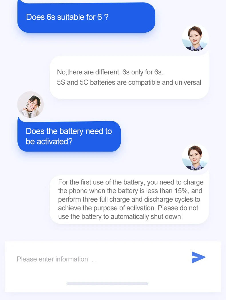 A discussion on battery compatibility highlights that 6s batteries fit solely 6s models, whereas 5s and 5C are interchangeable. It includes tips for activating zero-cycle batteries and enhancing battery life, specifically for XDOU Battery compatible with iPhone SE through iPhone 11 Pro.