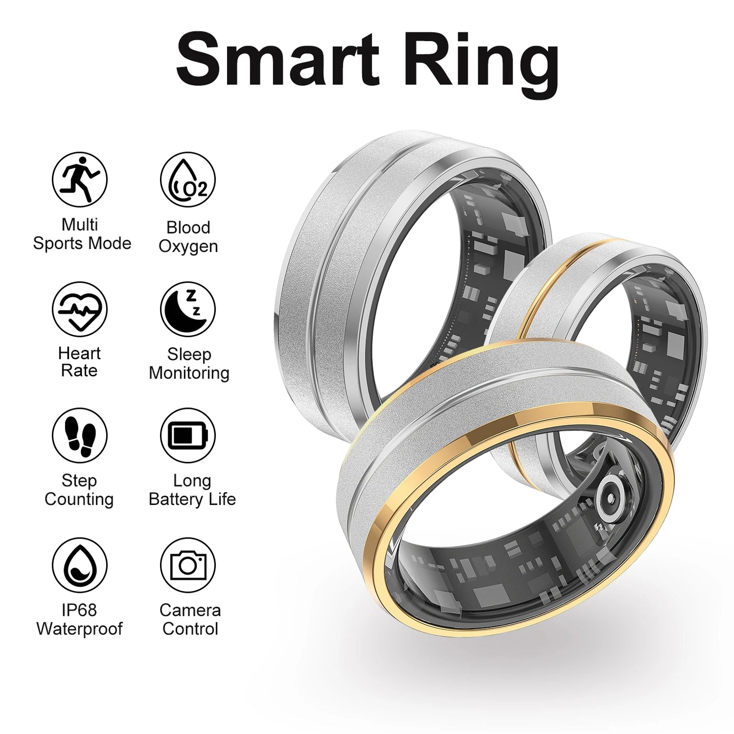 MISIRUN 2024 Smart Ring - Hjerte- og oksygenmonitor