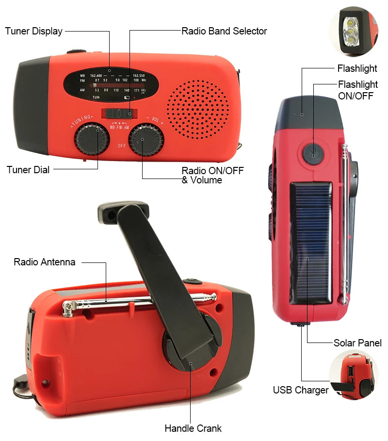 MCC Emergency Solar Hand Crank Radio with Power Bank