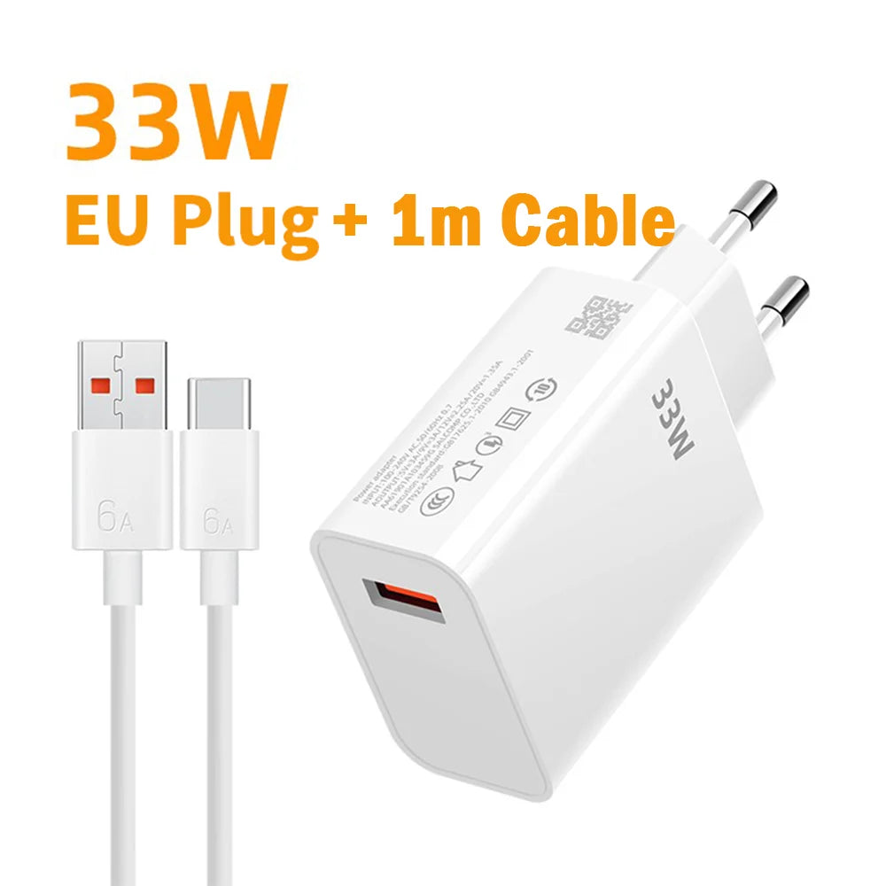 33W USB Charger Fast Charge Adapter With Type C Cable