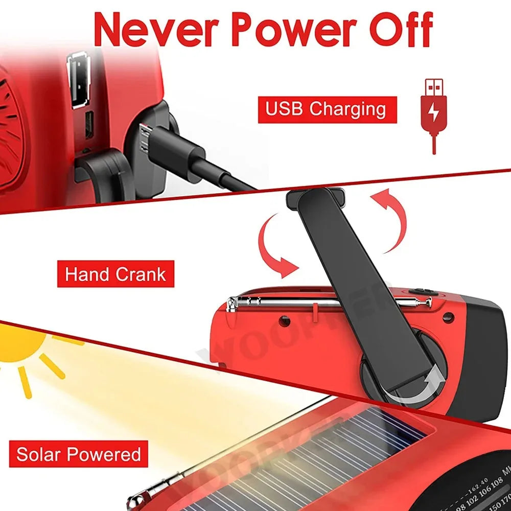 Woopker E30 Emergency Radio with Solar & Hand Crank Power
