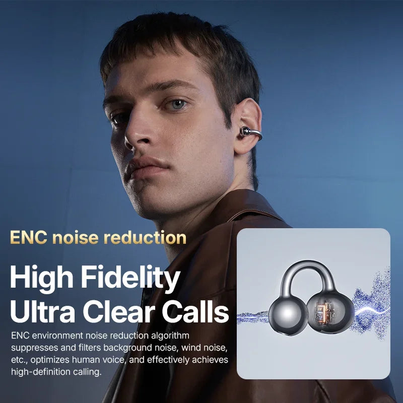 Sanag S8S Bluetooth 5.4 Ear Clip-øretelefoner - vanntette og støyreduserende
