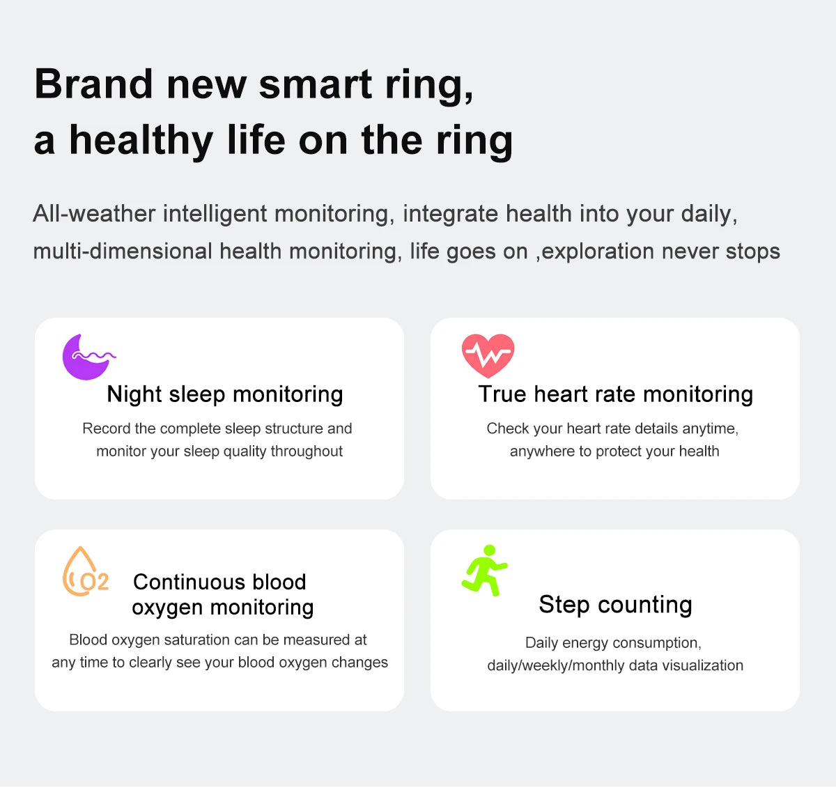 MISIRUN 2024 Smart Ring - Hjerte- og oksygenmonitor