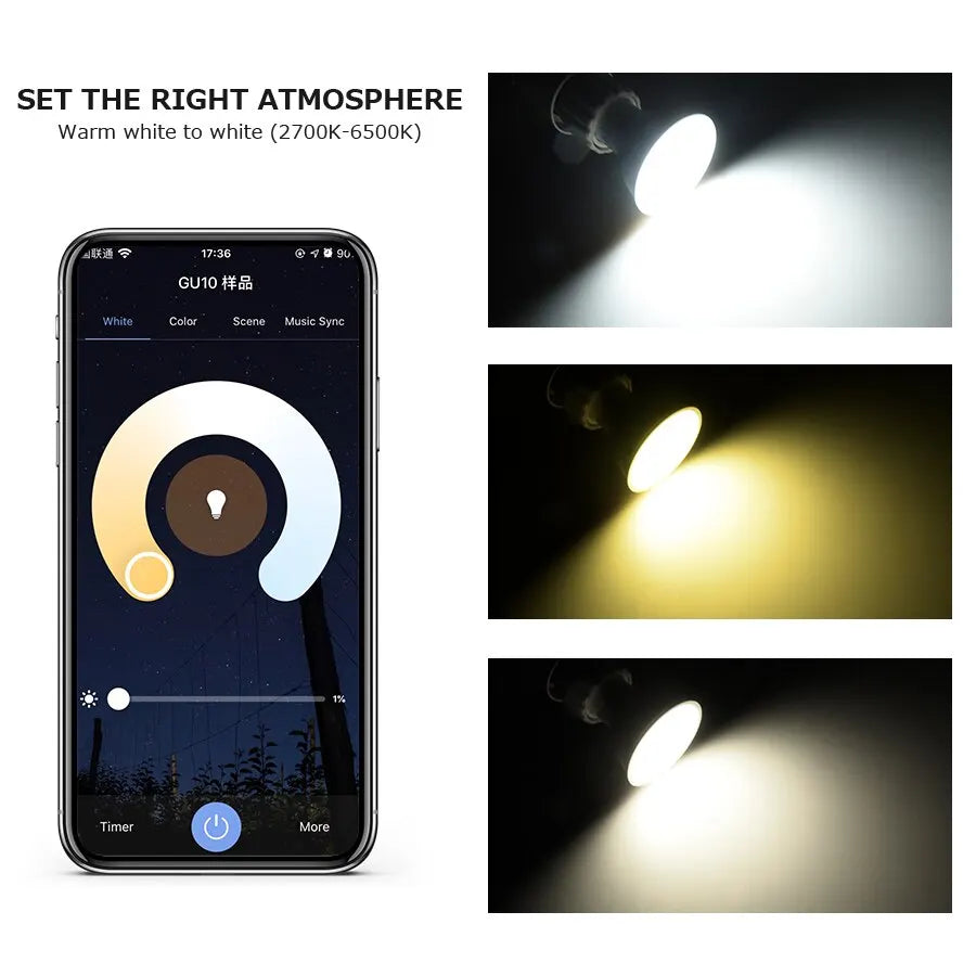 Ammtoo GU10 Smart Light Bulb - Bluetooth RGB LED Control