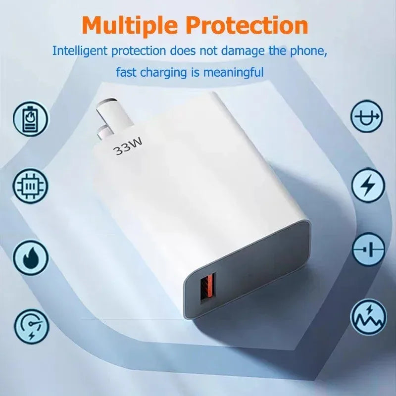 33W USB Charger Fast Charge Adapter With Type C Cable