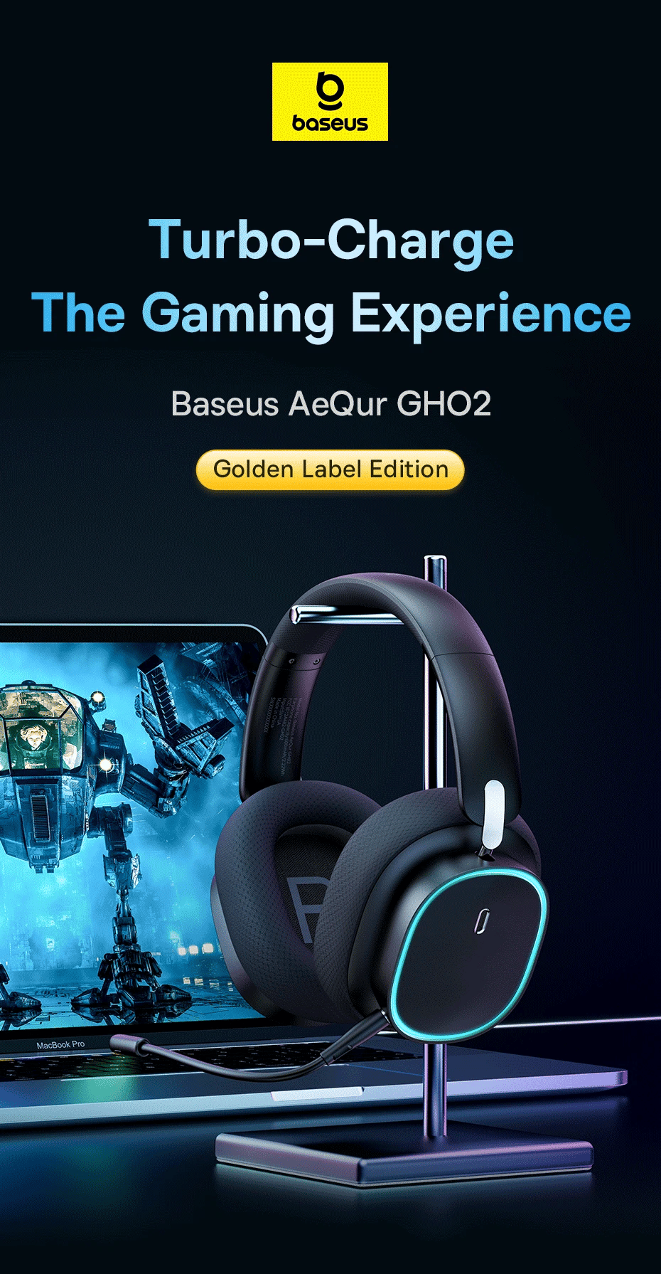 Baseus GH02 Gaming Wireless Headphones with 40-Hour Playtime