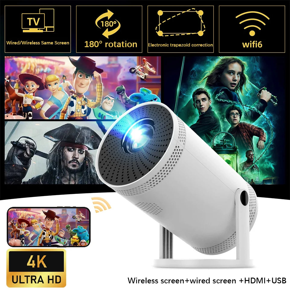2025 New Android Smart Mini Projector 4K for Home Theater