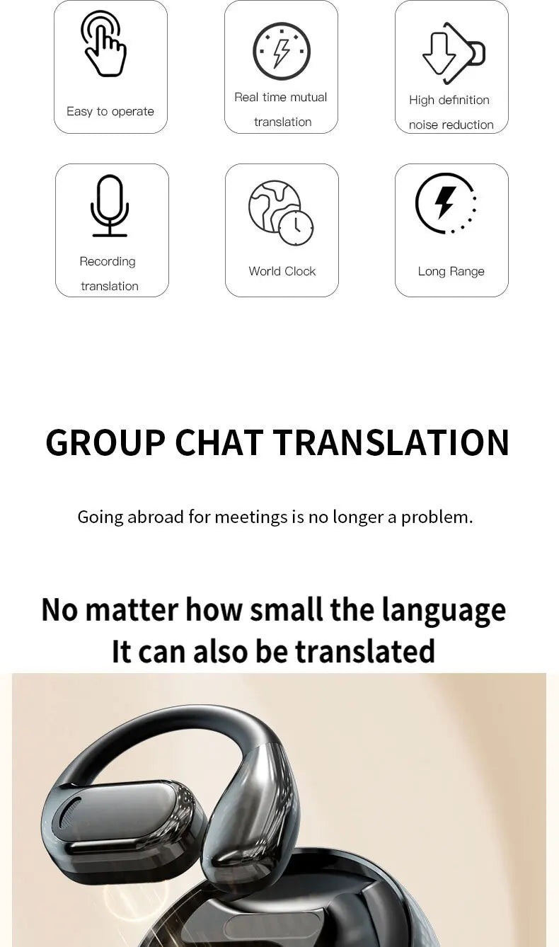 YOCUNKER AI Translation Earbuds - Bluetooth 5.4, 144 Languages