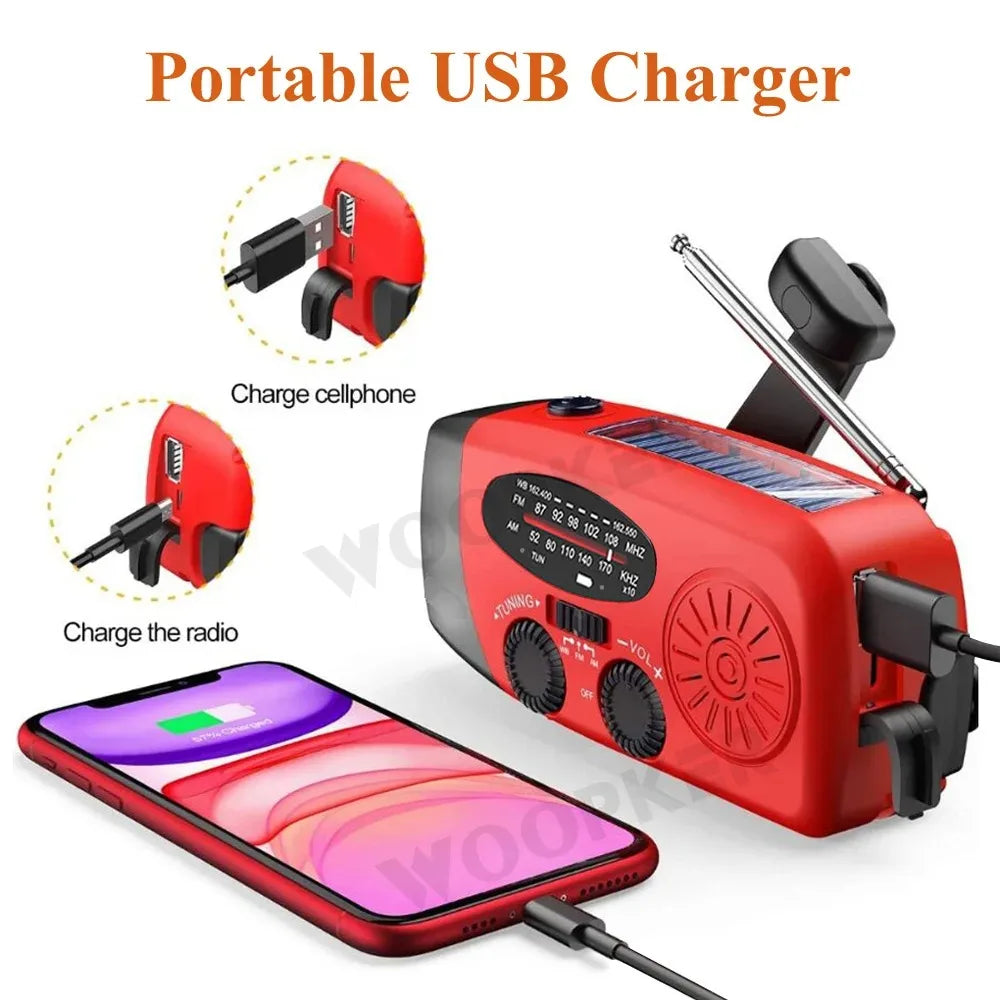 Woopker E30 Emergency Radio with Solar & Hand Crank Power