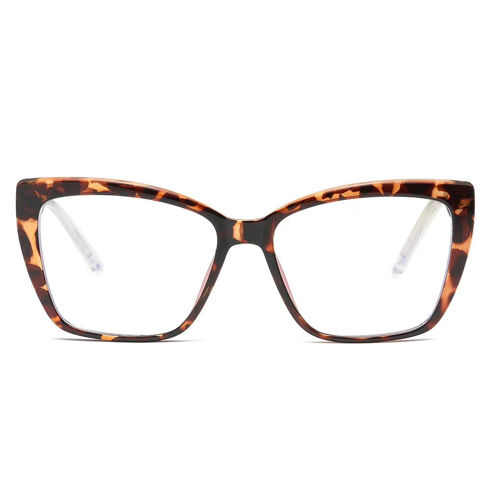 The AABV Womens Cat Eye Bifocal Reading Glasses feature tortoiseshell frames and clear lenses, blending dark brown and amber hues in a classic pattern for timeless style.