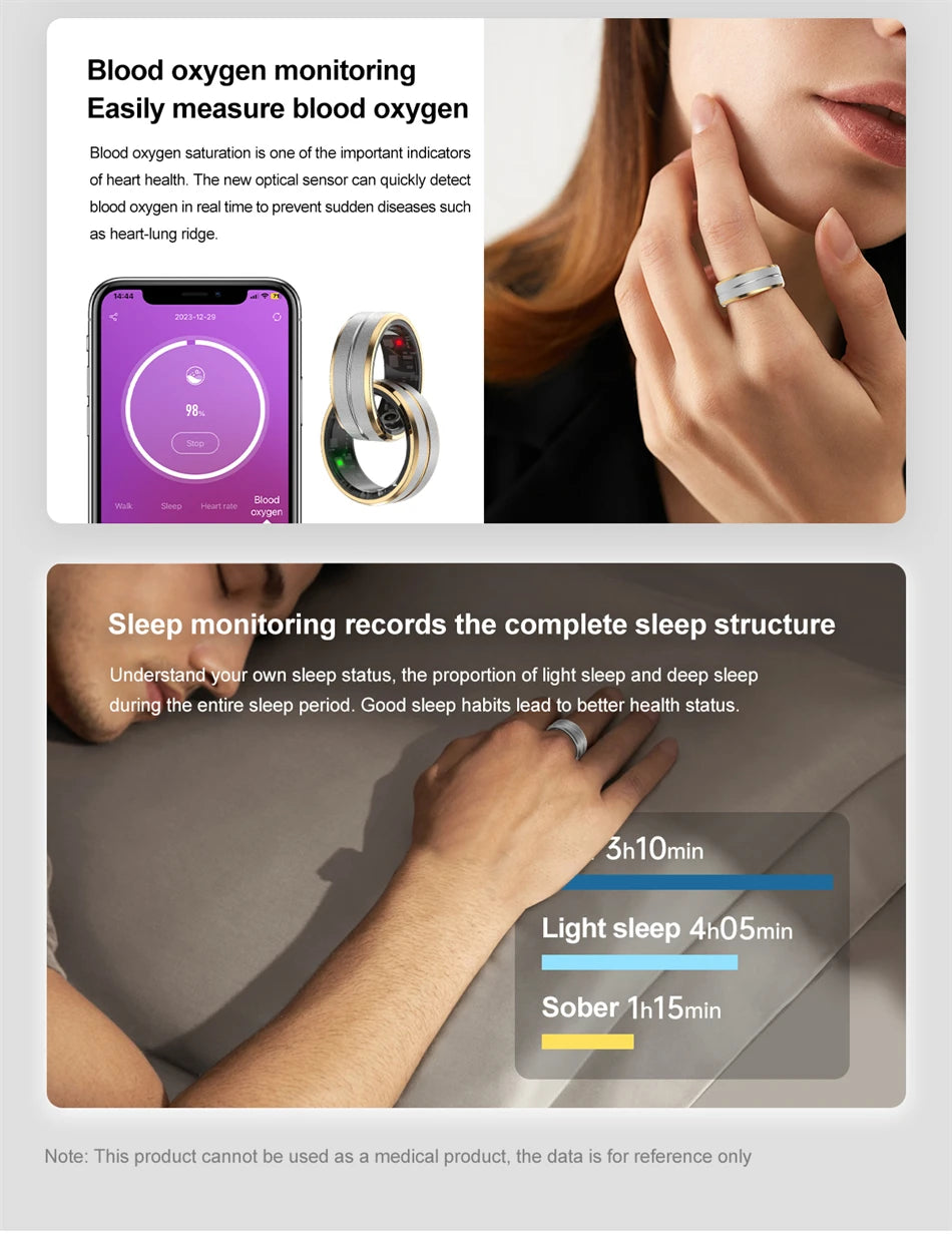 ChiBear 5ATM Waterproof Smart Ring - Track Health Effortlessly
