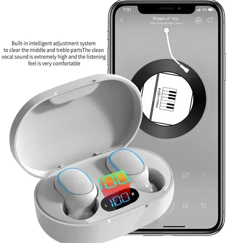 Original E7S trådløst Bluetooth-hodesett med LED-skjerm