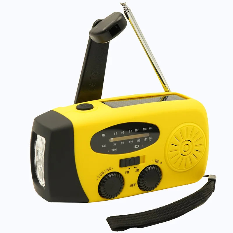 HAMANHK 2000mAh Solar Hand Crank Radio with Flashlight