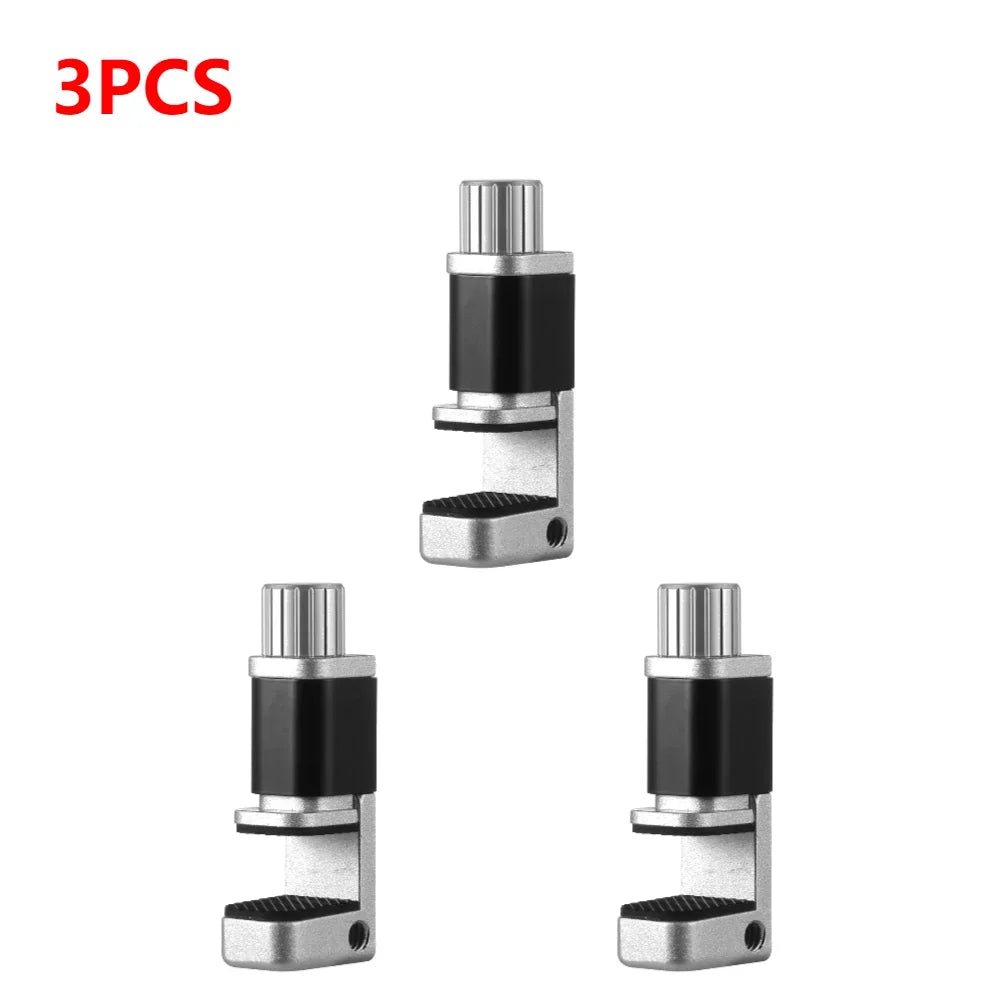 Three MOJOYCE Adjustable Alloy Clamp car door lock latches in silver and black are displayed against a white background. 3PCS is written in red at the top left corner, highlighting their use for secure mobile repairs.