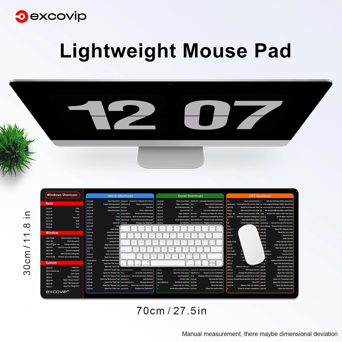 EXCO Office Shortcuts Mouse Pad - Durable, Non-Slip