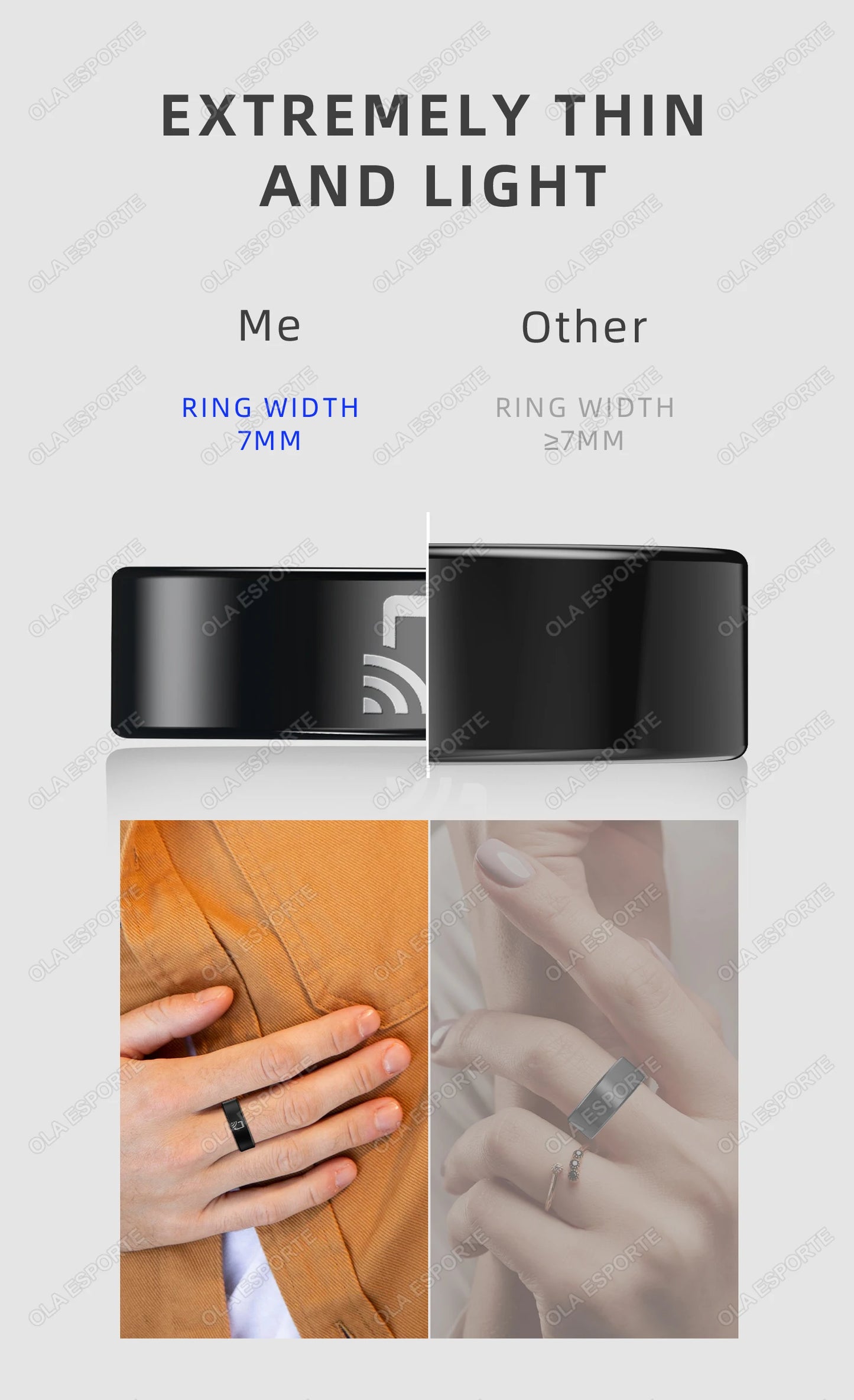 Ola Esporte Smart Ring - Monitoraggio della salute in tempo reale e accesso NFC