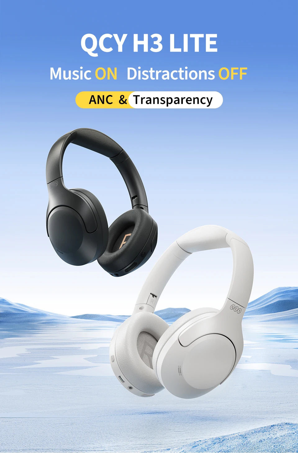 QCY H3 Lite ANC Wireless Headphones with 60-Hour Battery