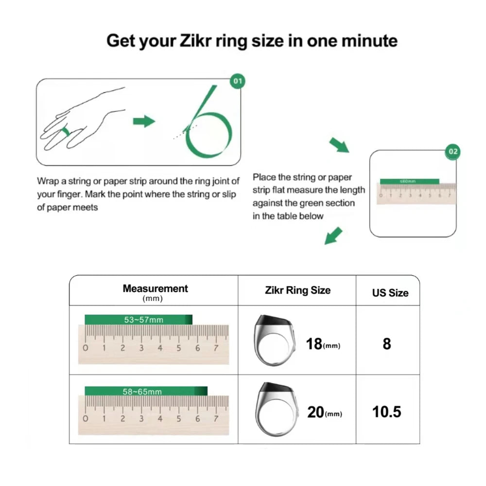 Smart Tasbih Tally Counter - Vanntett OLED-skjermsporing