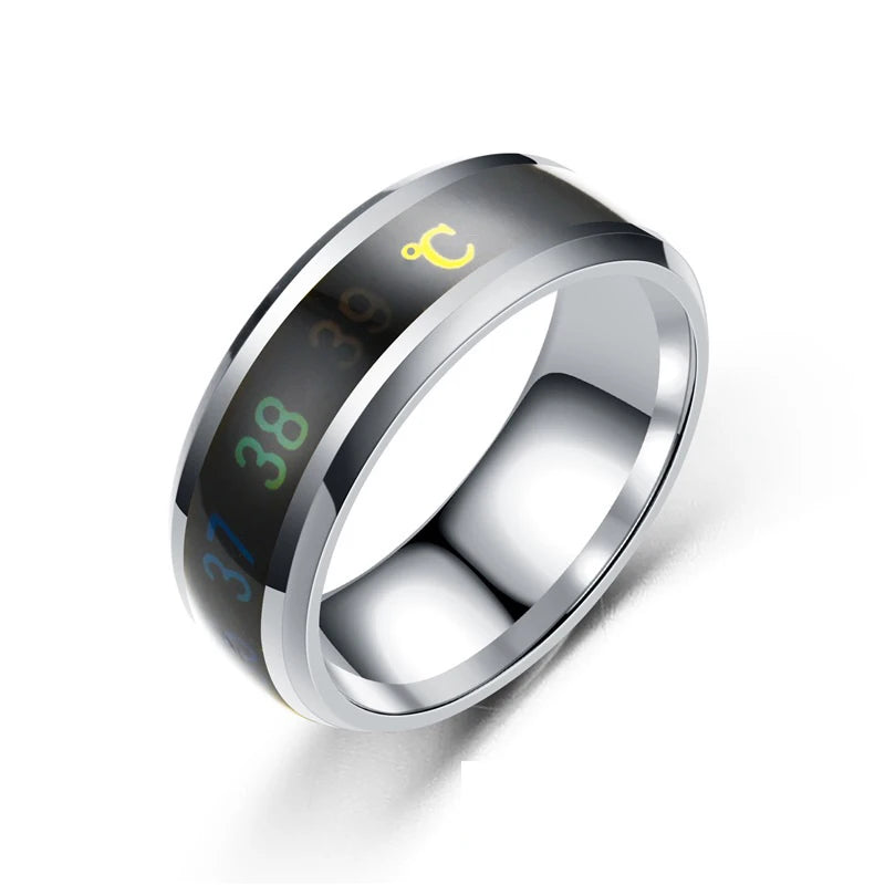 Smart Stainless Steel Temperature Sensitive Ring for Couples