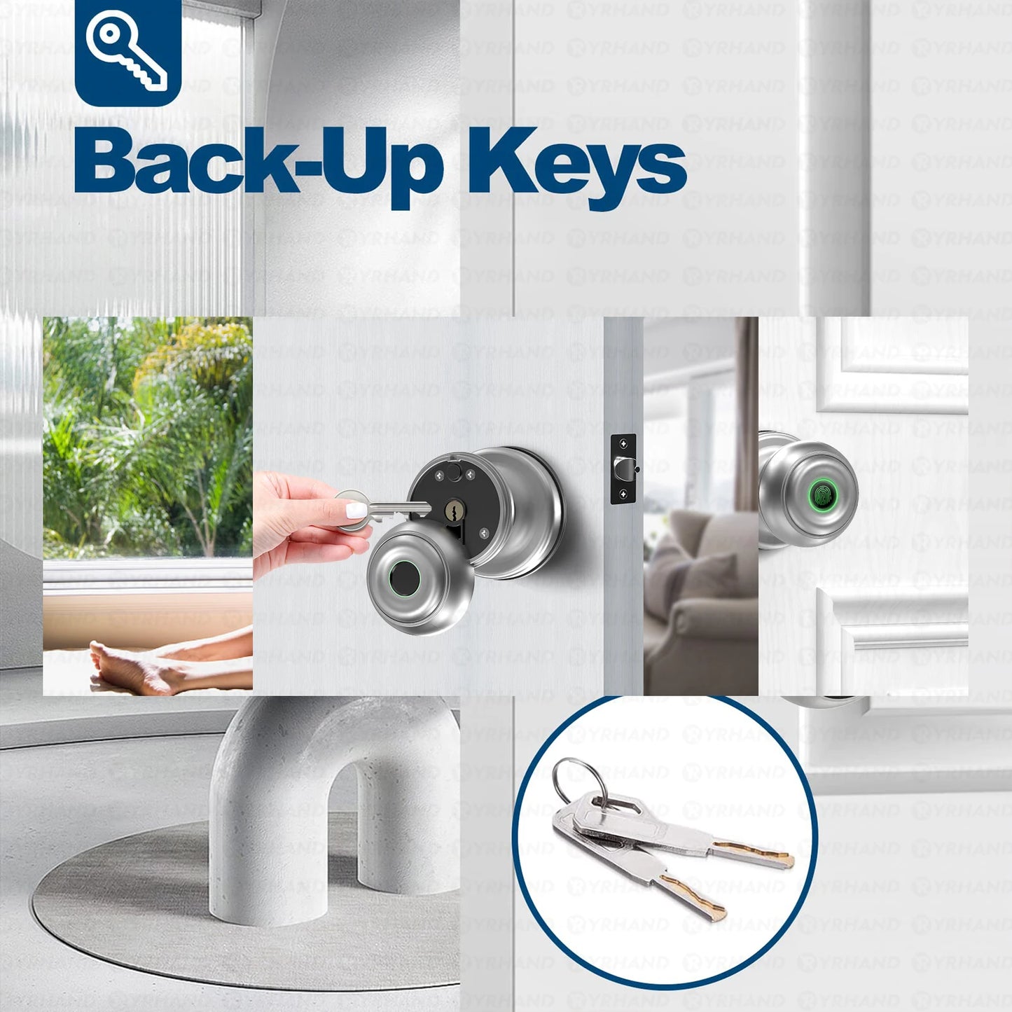 YRHAND Bluetooth Smart Lock - Easy Install Biometric Access