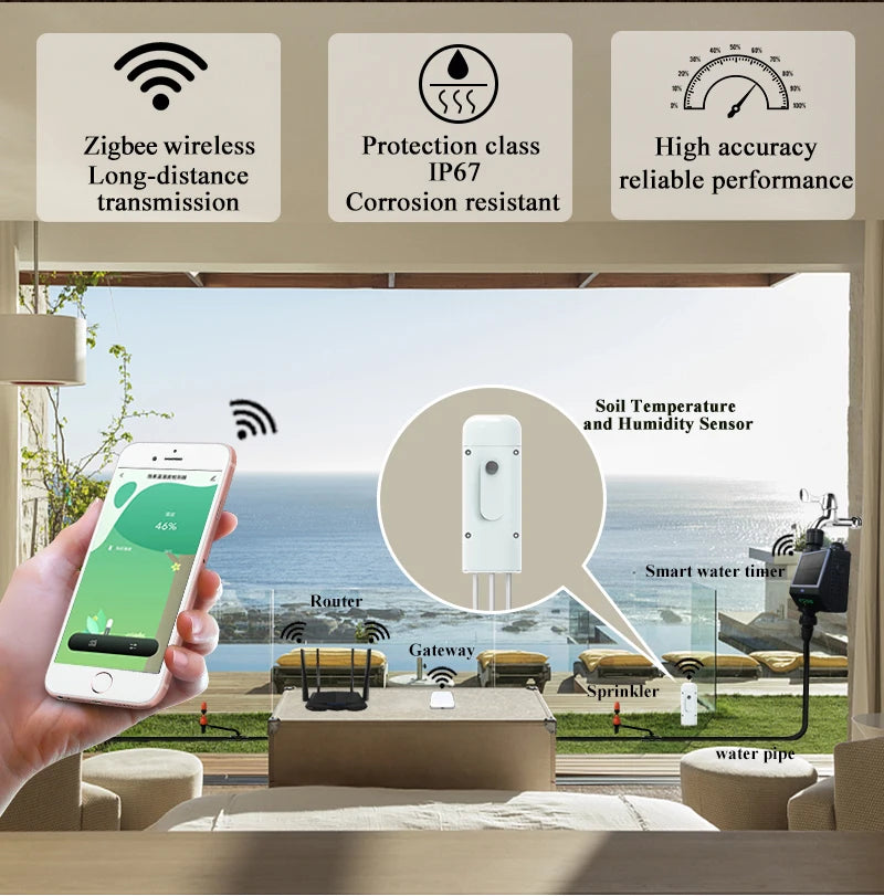 Tuya Smart Zigbee Soil Tester - Waterproof Garden Tool
