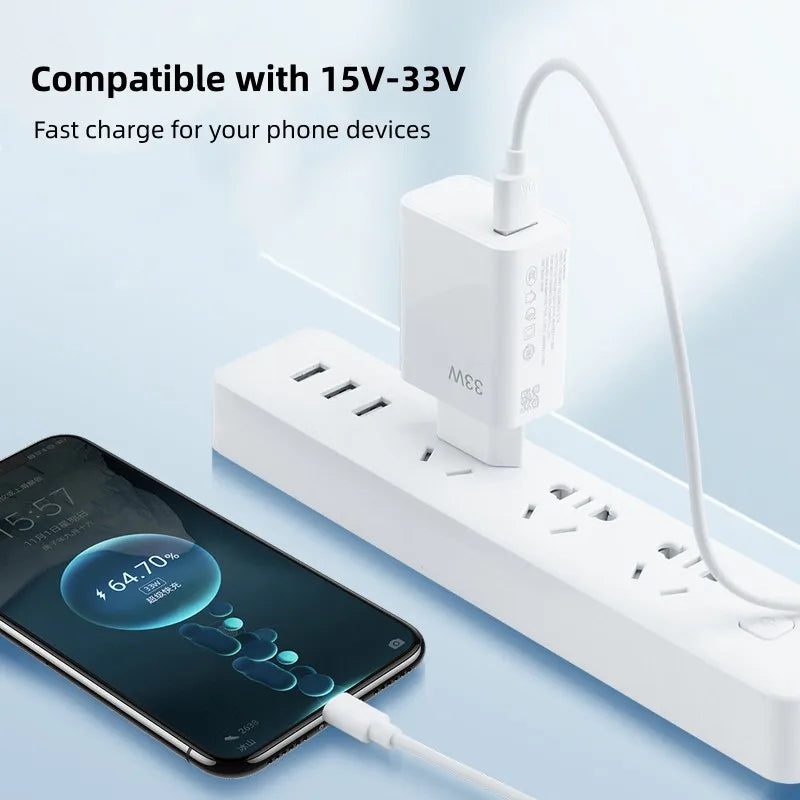 33W USB Charger Fast Charge Adapter With Type C Cable