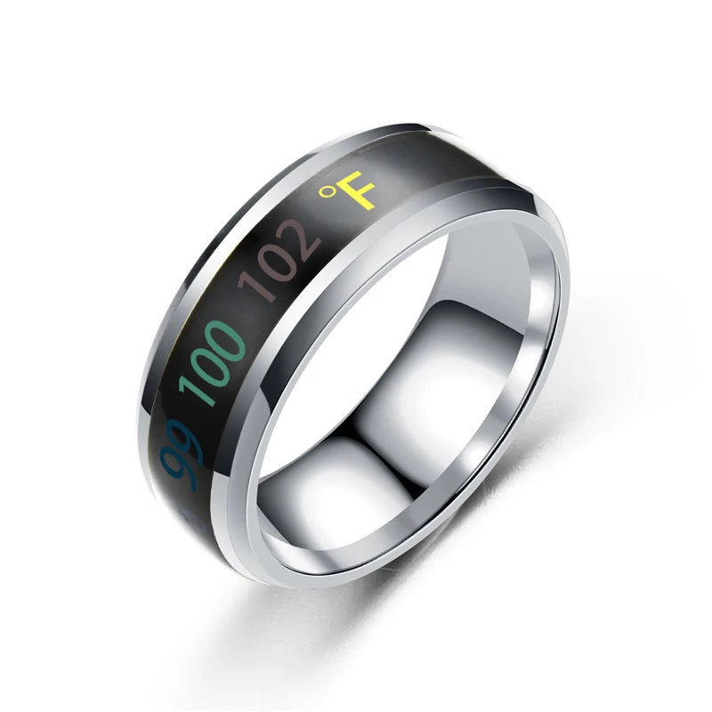 Smart Stainless Steel Temperature Sensitive Ring for Couples