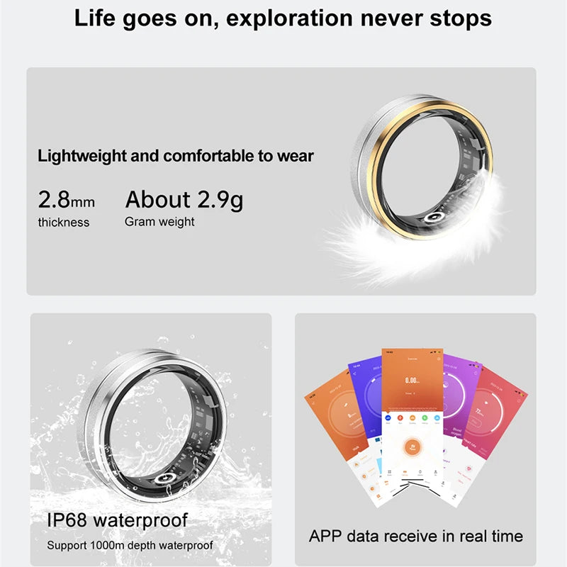 ChiBear 5ATM Waterproof Smart Ring - Track Health Effortlessly