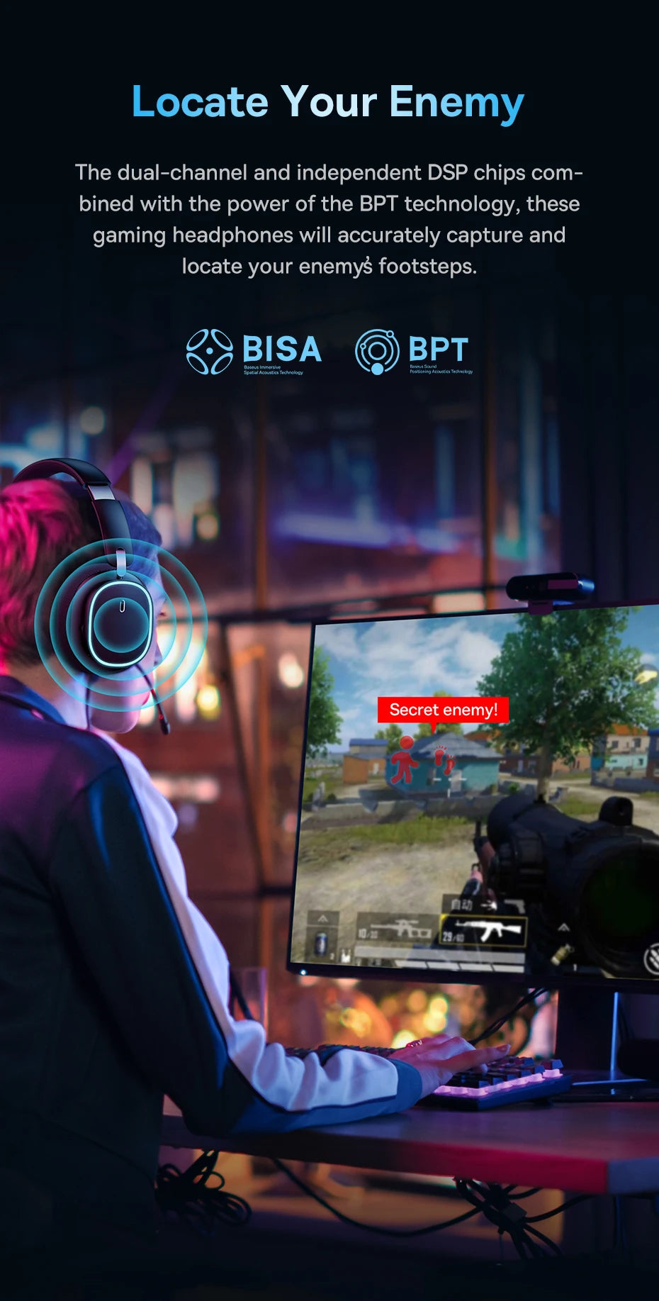 Baseus GH02 Gaming Wireless Headphones with 40-Hour Playtime