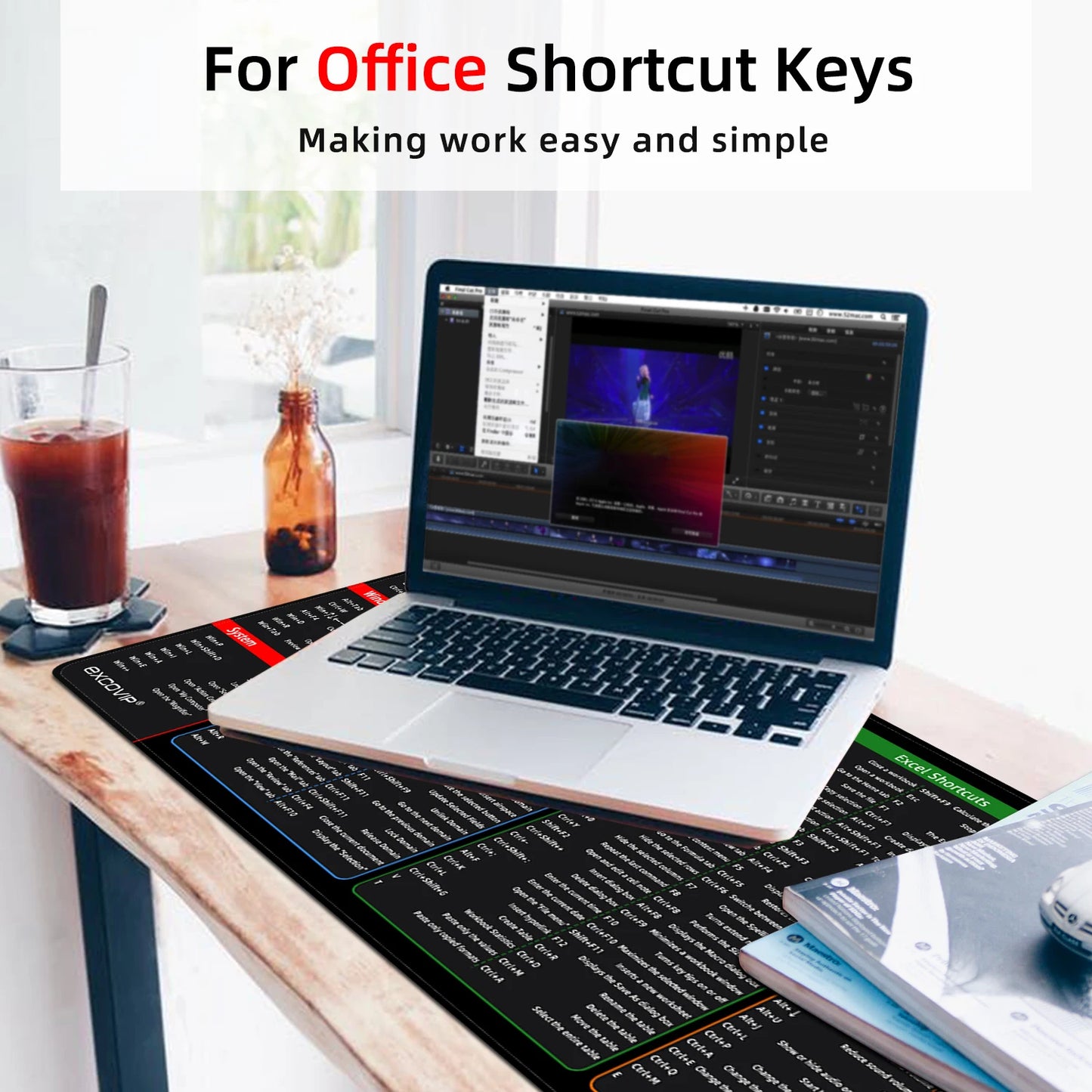 EXCO Office Shortcuts Mouse Pad - Durable, Non-Slip