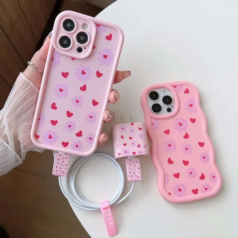 Love Sunflower iPhone 16 Fast Charger Case Set
