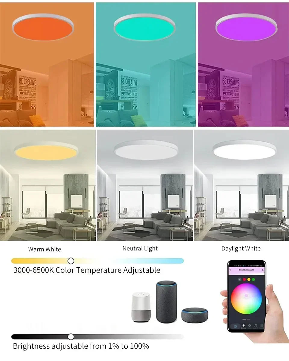 Tuya WiFi LED-taklampe - dimbar RGB smart belysning
