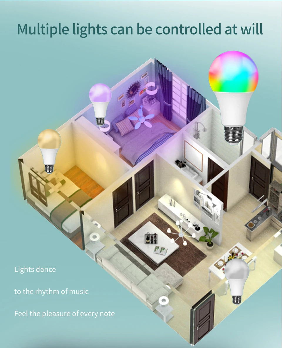 Tuya Smart LED Bulb E27 - Dimmable Bluetooth Mood Lamp