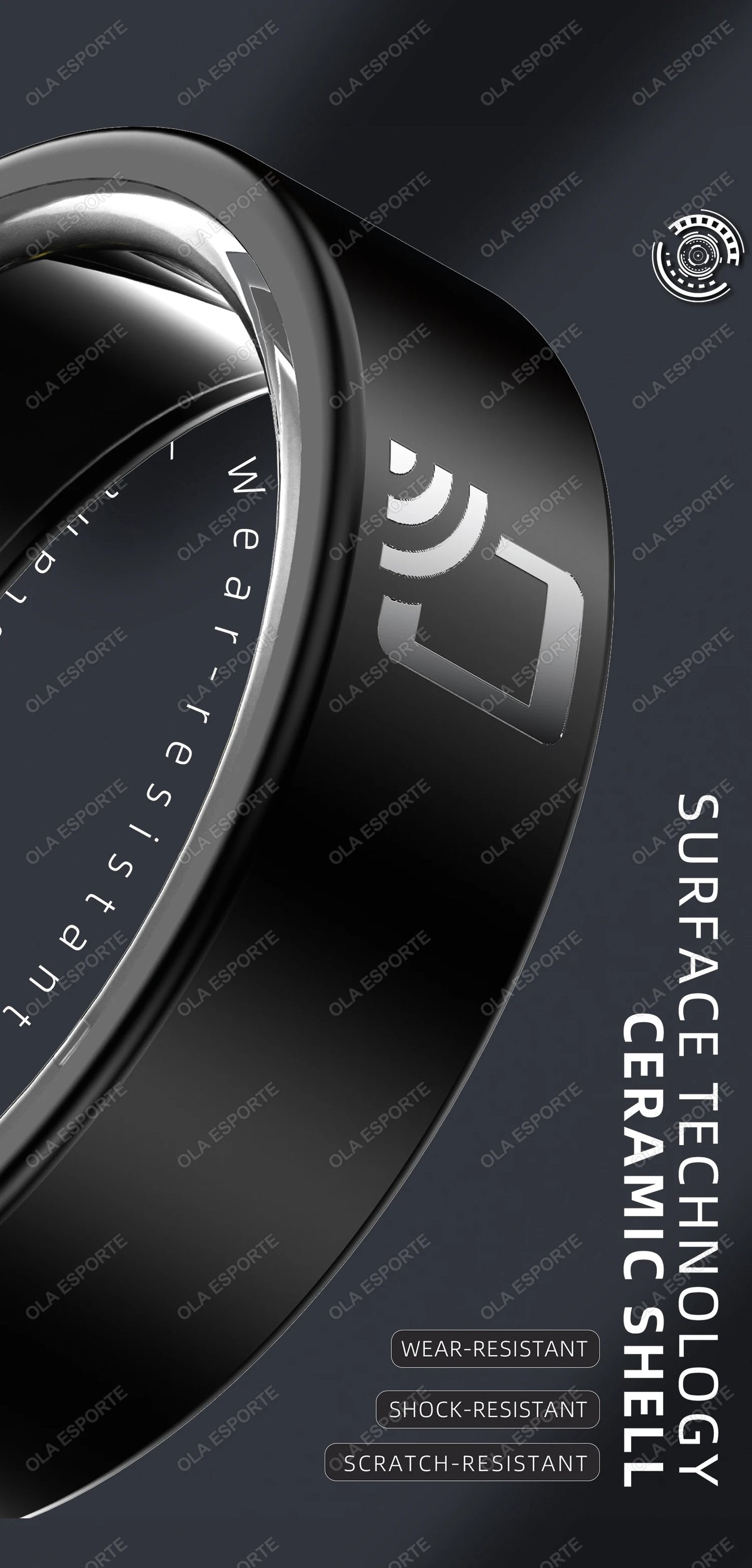 Ola Esporte Smart Ring - Monitoraggio della salute in tempo reale e accesso NFC