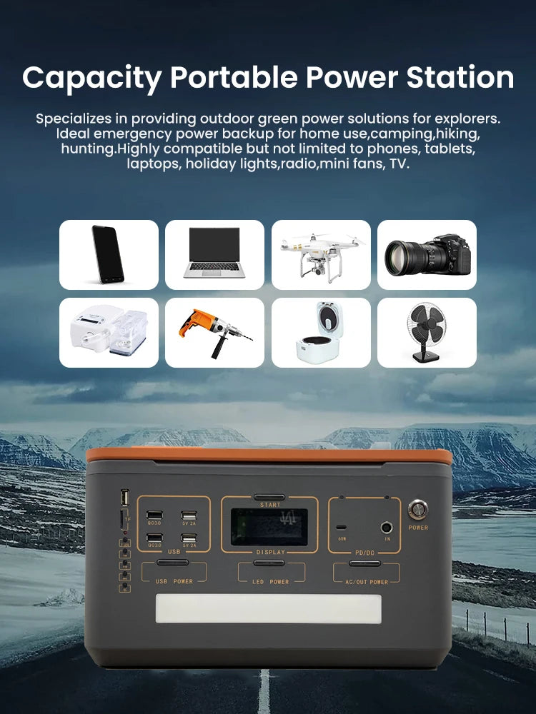 500W Portable Solar Power Station with LiFePO4 Battery
