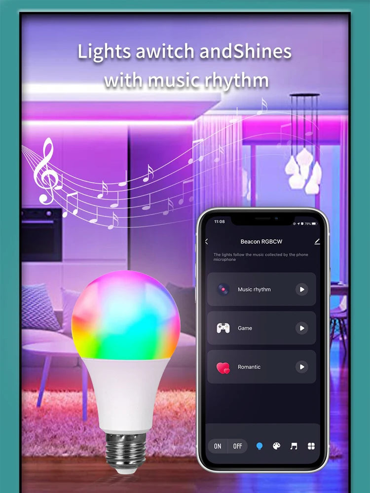 Tuya Bluetooth Smart-pære E27 - dimbar LED-pære med magisk lys
