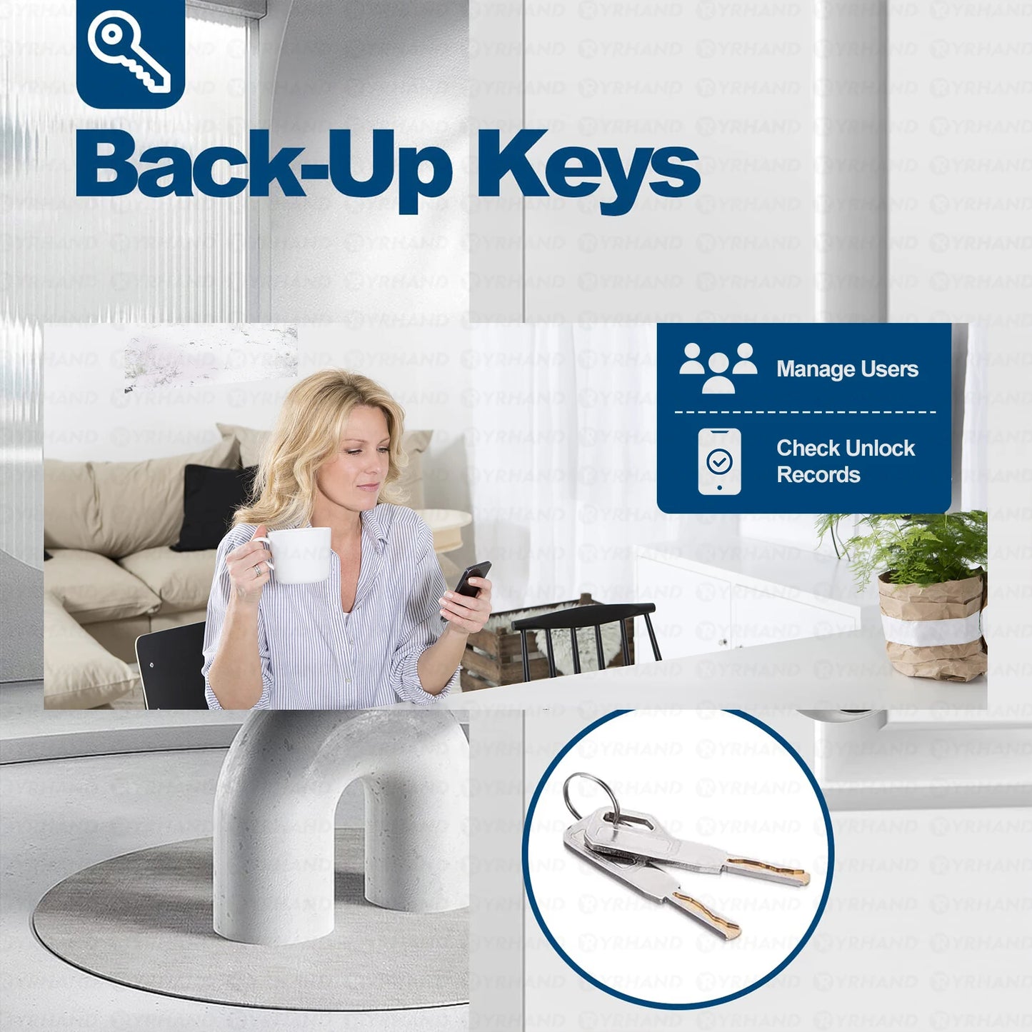 YRHAND Bluetooth Smart Lock - Easy Install Biometric Access