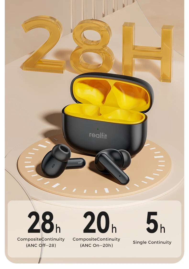Realfit F3 ANC Bluetooth Earphones with HiFi Stereo Sound
