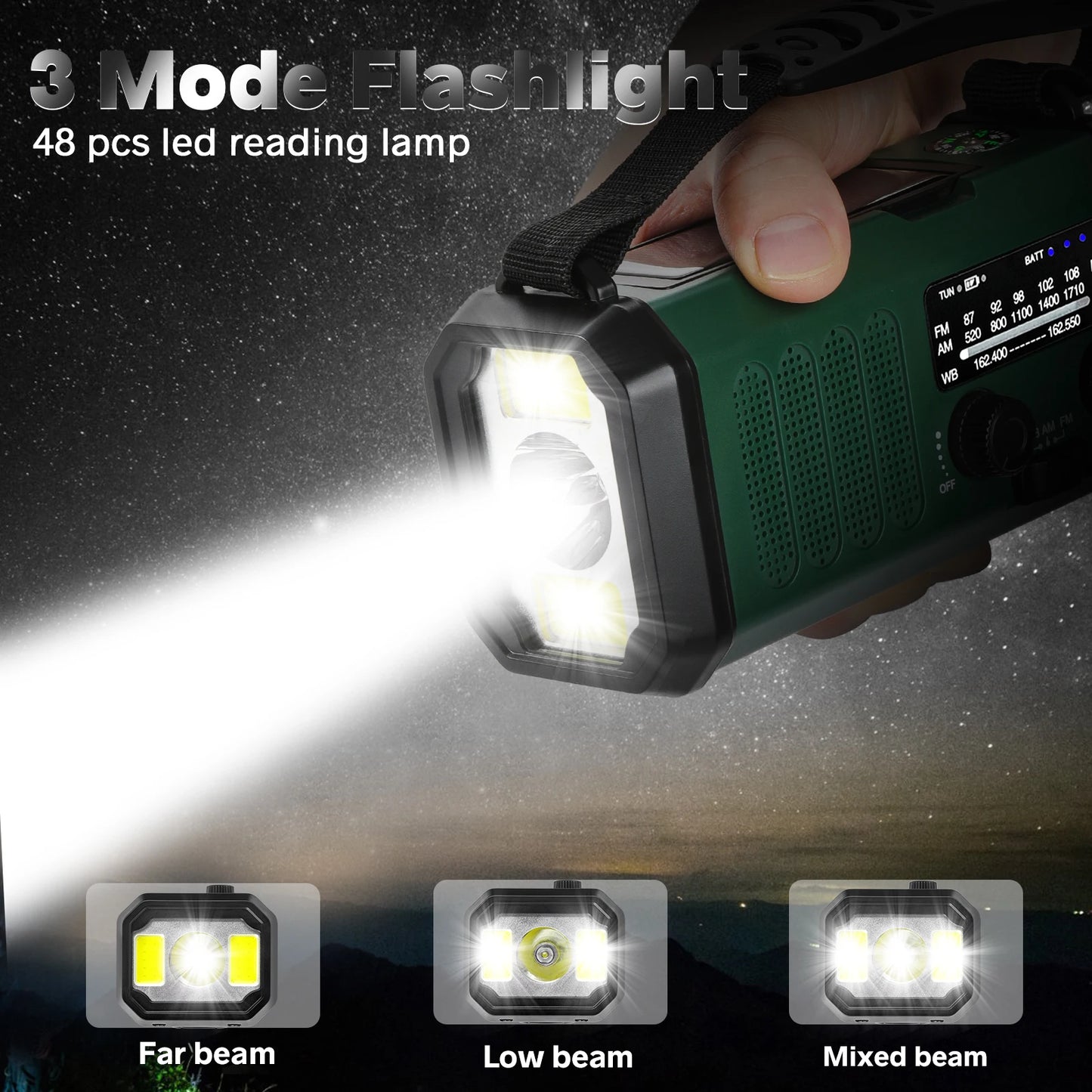 Woopker E30 Emergency Radio with Solar & Hand Crank Power