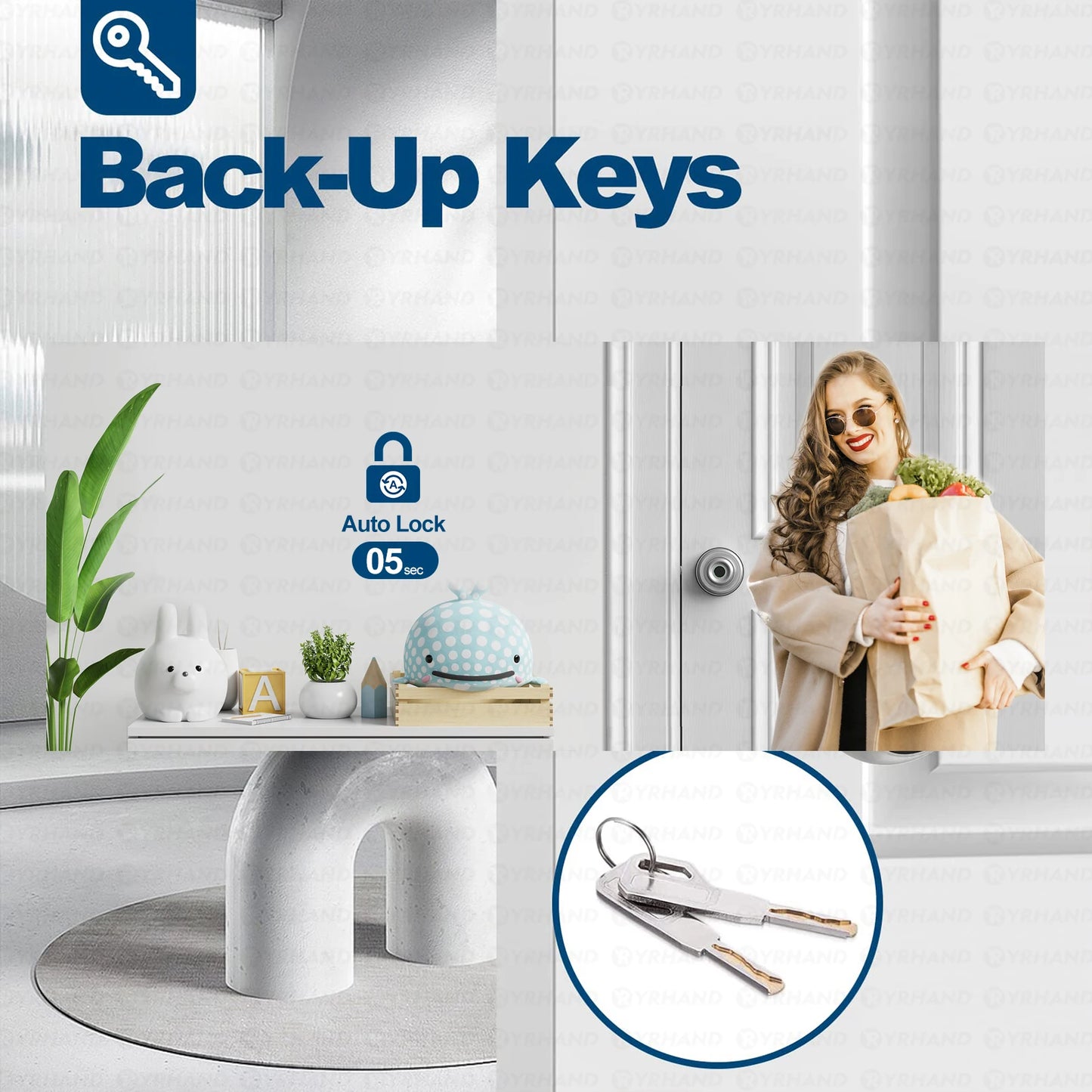 YRHAND Bluetooth Smart Lock - Easy Install Biometric Access