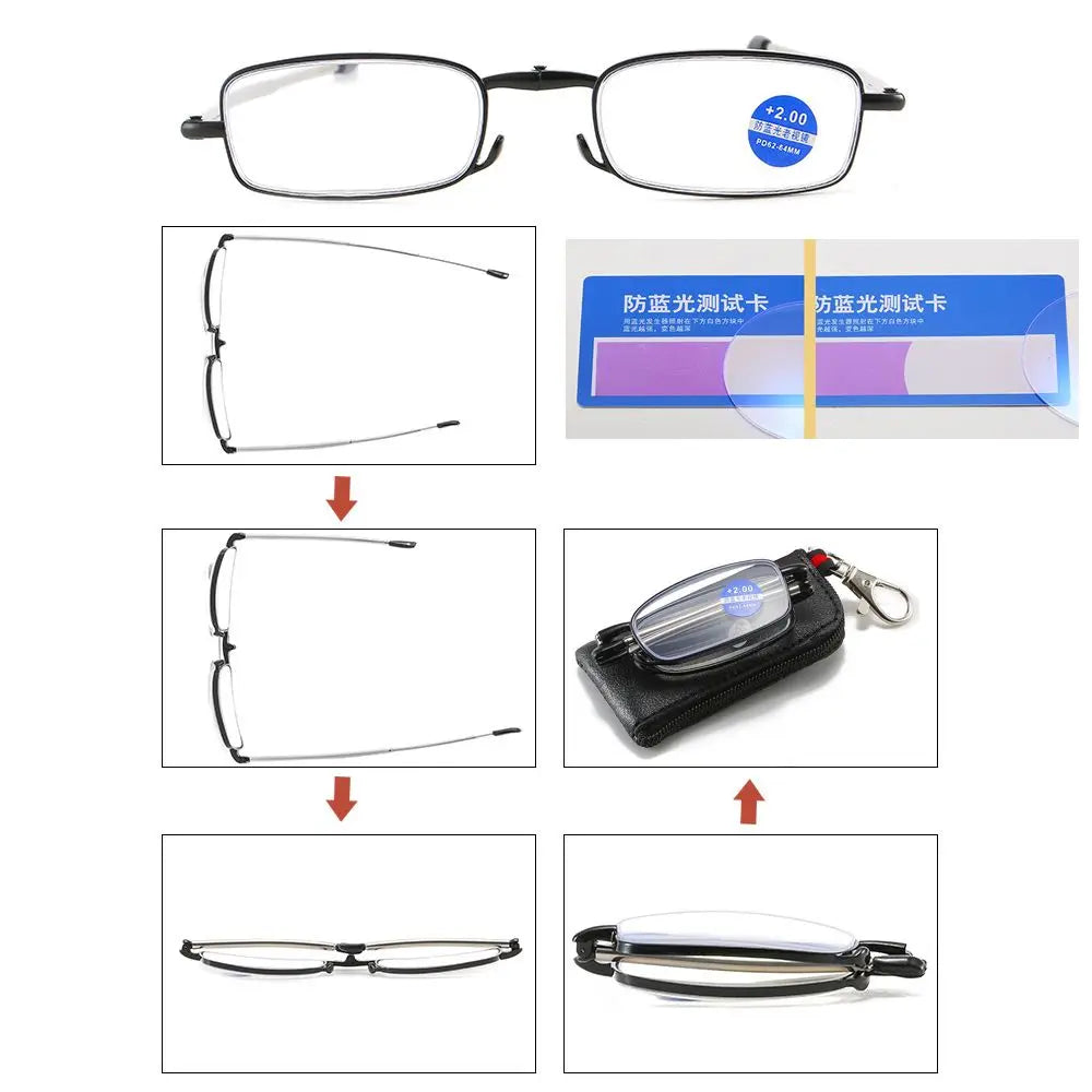 KLASSNUM Folding Anti Blue Light Reading Glasses - Stylish & Portable