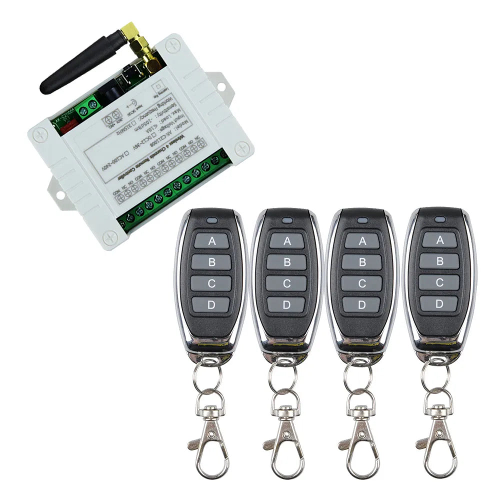 Smart 4 Channel RF Relay Switch - 10A Remote Control