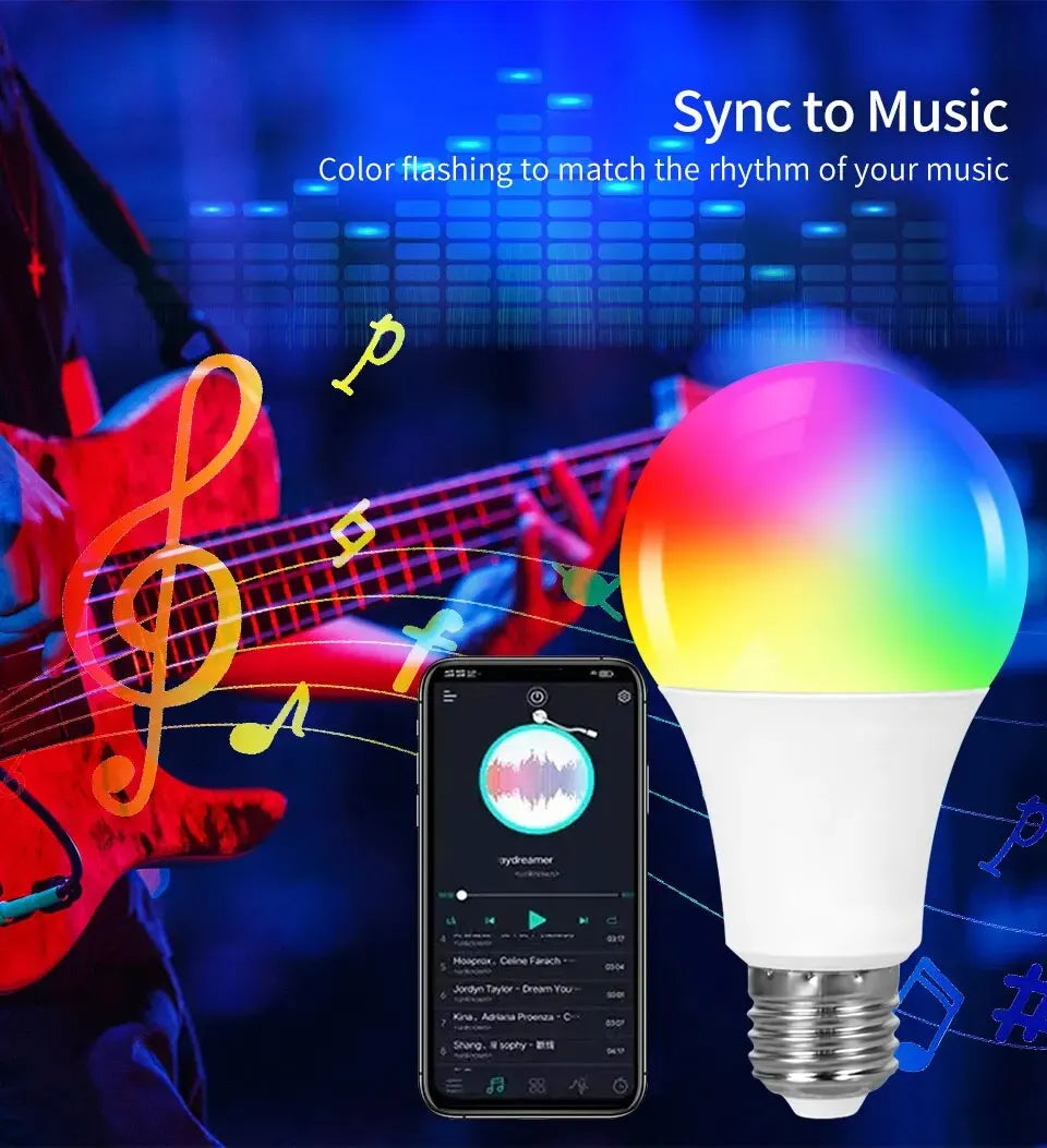 AmmToo Tuya Bluetooth Smart LED Bulb E27 - RGB Color Options