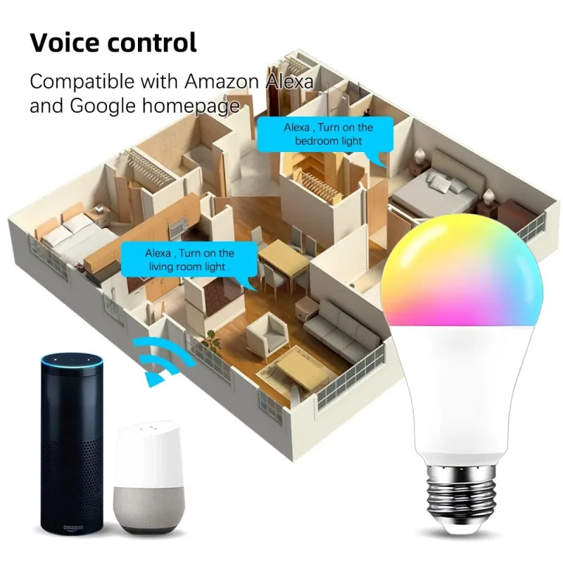 Tuya Smart LED-pære E27 - RGB Bluetooth-lys som kan dimmes