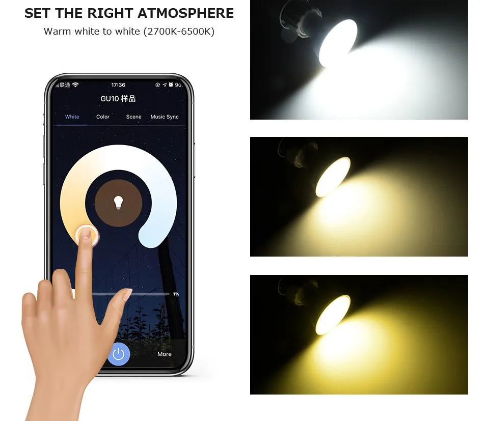 Ammtoo GU10 Smart Light Bulb - Bluetooth RGB LED Control