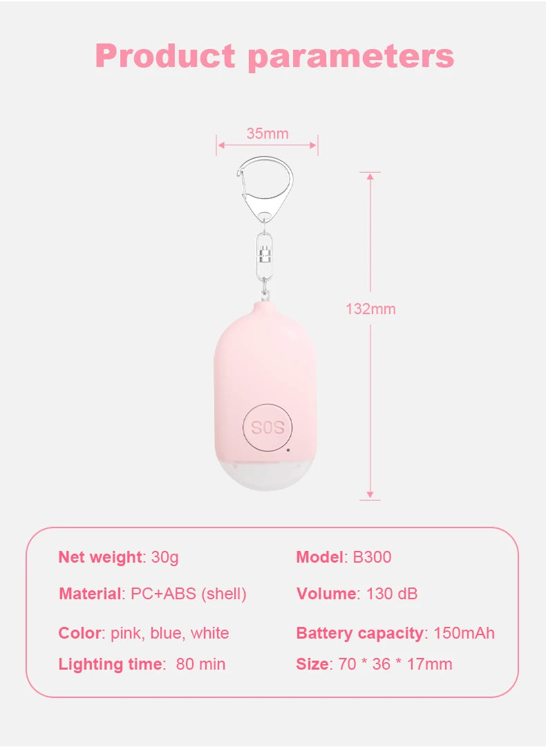 NoEnName Emergency SOS Personal Alarm Keychain - 130dB Alert