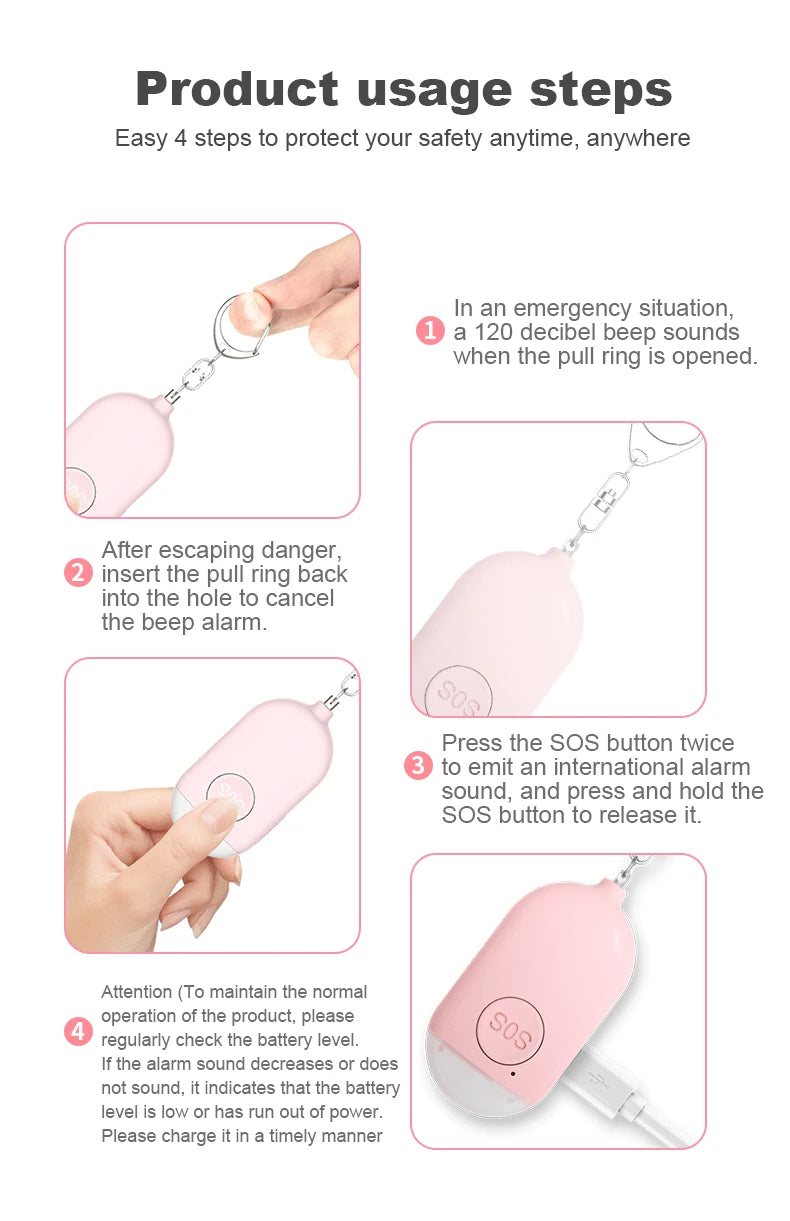 NoEnName Emergency SOS Personal Alarm Keychain - 130dB Alert